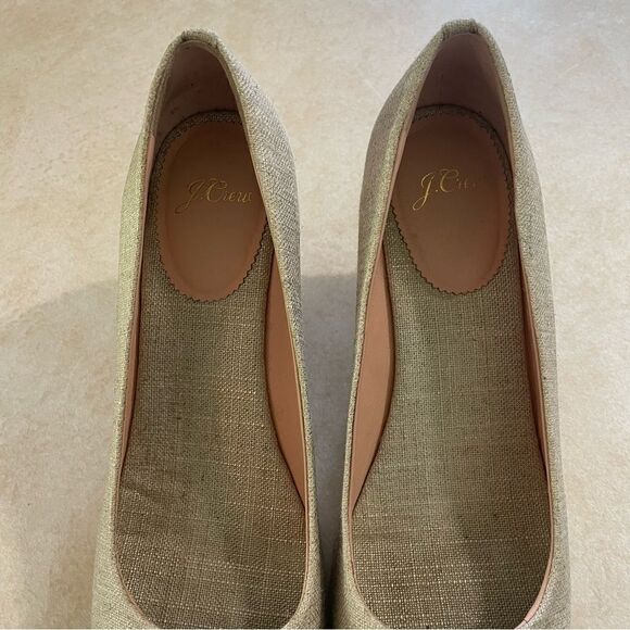 J crew Seville Espadrilles Shoes wedges size 8.5 Light Gold Metallic women’s - Picture 3 of 9